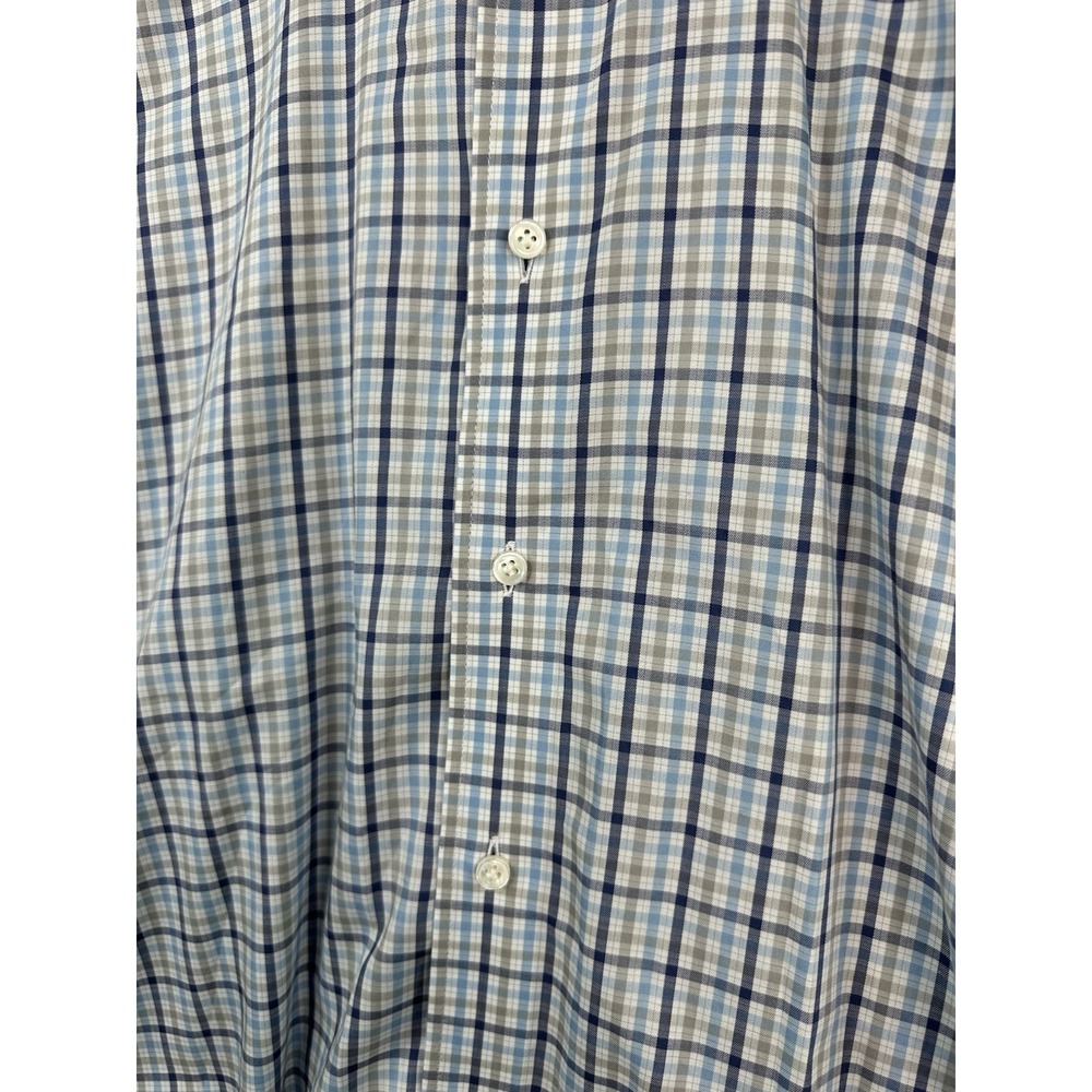 Peter Millar Crown Crafted Mens M Blue Gray Plaid Flex Fit Button-Down Shirt - Picture 8 of 13